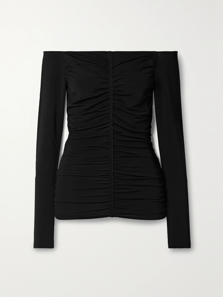  Givenchy Givenchy - Off-the-shoulder Ruched Stretch-jersey Top - Black 