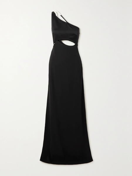  Givenchy Givenchy - One-shoulder Cutout Satin And Crepe Gown - Black 