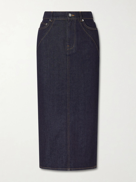  Givenchy Givenchy - Paneled Denim Midi Skirt - Dark Denim 