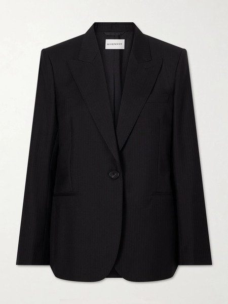  Givenchy Givenchy - Pinstriped Wool Blazer - Black 
