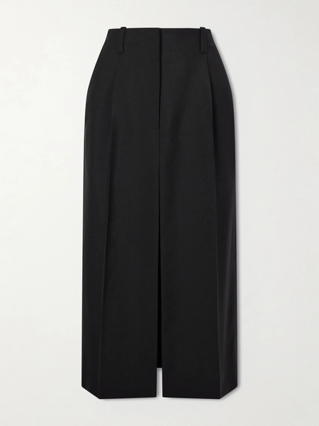  Givenchy Givenchy - Pleated Wool And Mohair-blend Midi Skirt - Black 