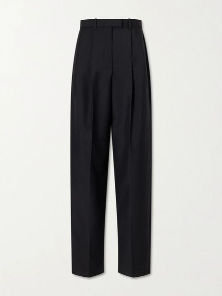  Givenchy Givenchy - Pleated Wool And Mohair-blend Wide-leg Pants - Black 