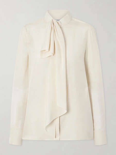  Givenchy Givenchy - Pussy-bow Draped Silk Blouse - Off-white 