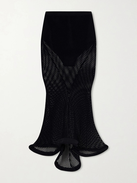  Givenchy Givenchy - Ruffled Mesh Midi Skirt - Black 