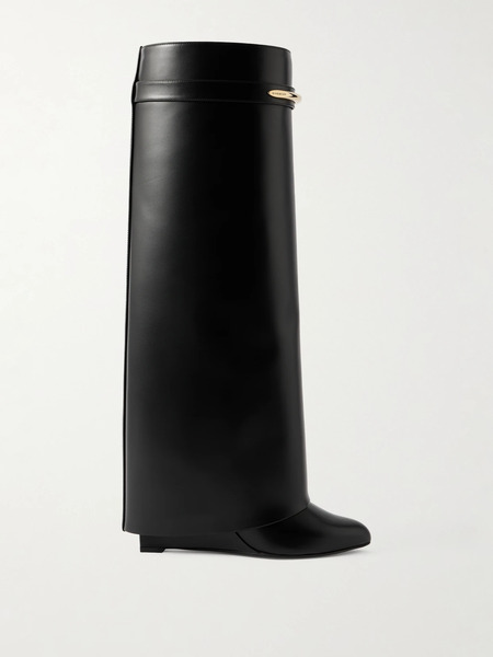  Givenchy Givenchy - Shark Leather Knee Boots - Black 