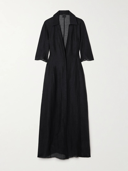  Givenchy Givenchy - Silk And Linen-blend Maxi Dress - Black 