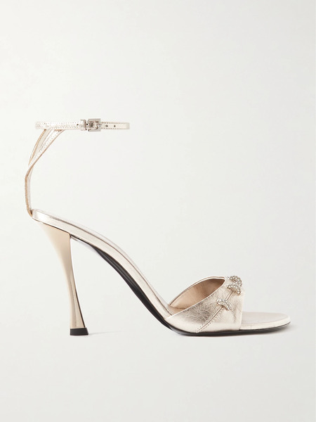  Givenchy Givenchy - Stitch Crystal-embellished Leather Sandals - Gold 