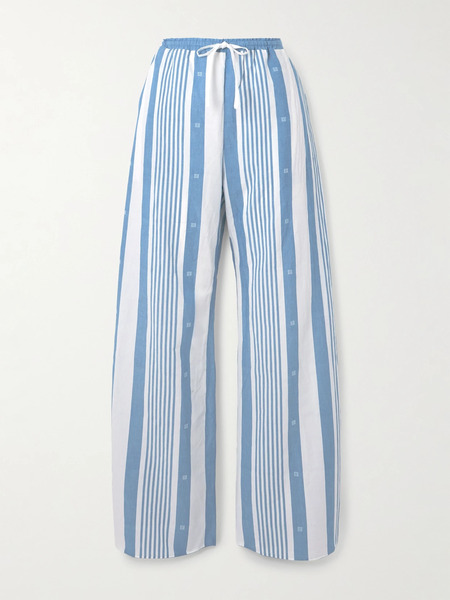  Givenchy Givenchy - Striped Cotton And Linen-blend Pants - Blue 