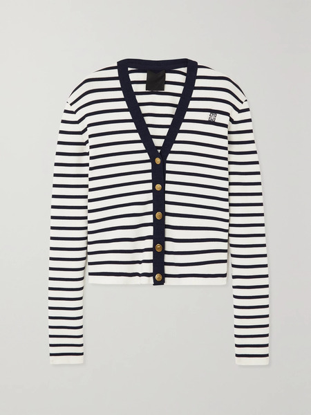  Givenchy Givenchy - Striped Cotton Cardigan - White 