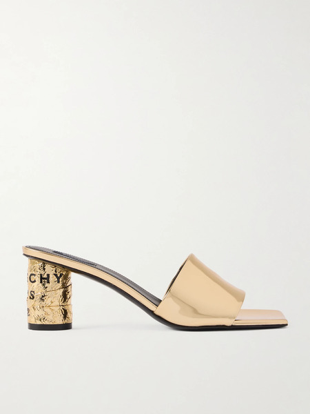  Givenchy Givenchy - Tape Metallic Leather Mules - Gold 