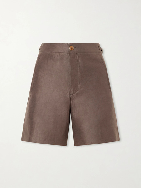  God’s True Cashmere God's True Cashmere - Cocoa Cropped Linen Shorts - Brown 