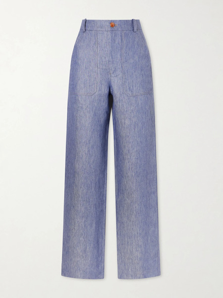  God’s True Cashmere God's True Cashmere - Linen-denim Straight-leg Trousers - Blue 