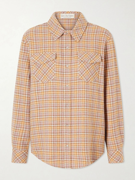  God’s True Cashmere God's True Cashmere - Midnight Rose Checked Cashmere Shirt - Orange 