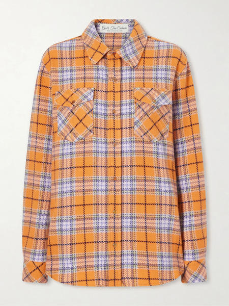  God’s True Cashmere God's True Cashmere - Midnight Sun Checked Cashmere Shirt - Orange 