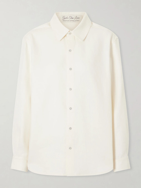  God’s True Cashmere God's True Cashmere - Silver Solid Linen Shirt - Ivory 