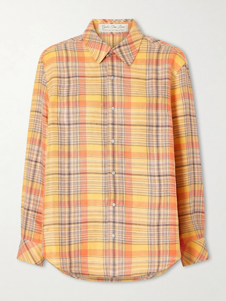  God’s True Cashmere God's True Cashmere - Twilight Checked Linen Shirt - Orange 