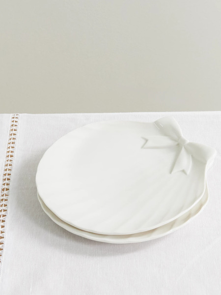  Gohar World Gohar World - Sadaf Set Of Two Porcelain Dessert Plates - Off-white 