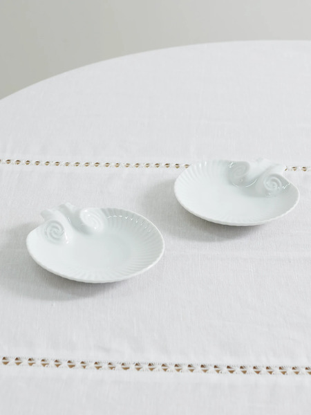  Gohar World Gohar World - Shell Set Of Two Porcelain Plates - White 