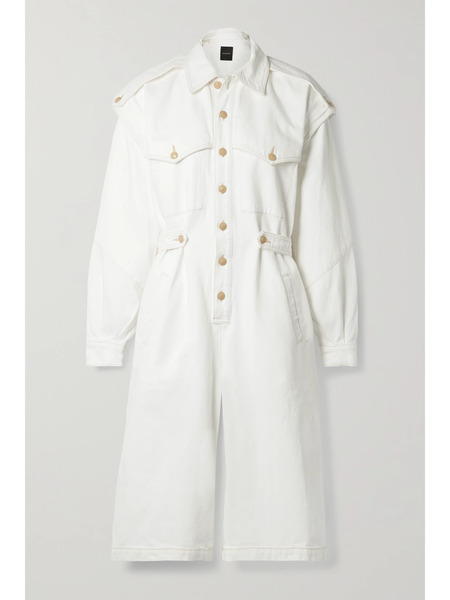  Goldsign Goldsign - The Cullotte Cropped Denim Jumpsuit - White 