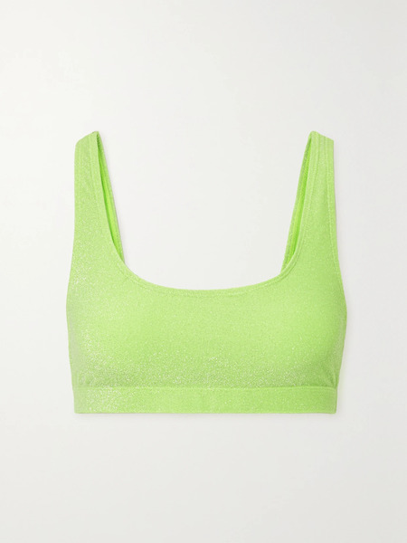  Good American Good American - Sparkle Metallic Neon Bikini Top - Green 