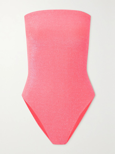  Good American Good American - Sparkle Strapless Metallic Neon Swimsuit - Pink 