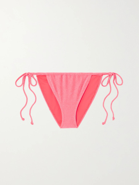  Good American Good American - Sparkle Tiny Ties Metallic Bikini Briefs - Pink 