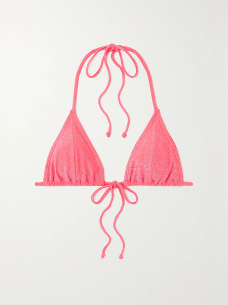  Good American Good American - Sparkle Tiny Ties Metallic Triangle Bikini Top - Pink 