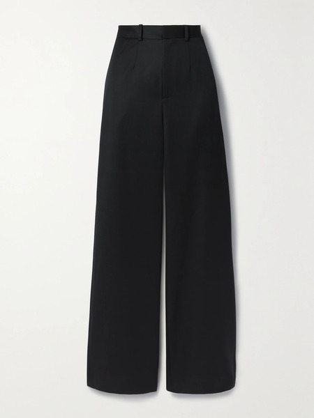  Grace Ling Grace Ling - Cutout Wool-gabardine Wide-leg Pants - Black 