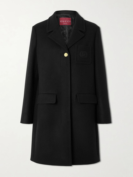  Gucci Gucci - Batavia Appliquéd Wool Coat - Black 