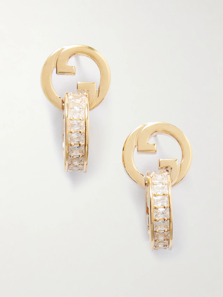  Gucci Gucci - Blondie Gold-tone Crystal Hoop Earrings - One Size 