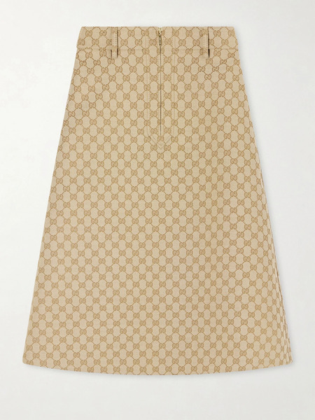 Gucci Gucci - Canvas-jacquard Skirt - Beige 