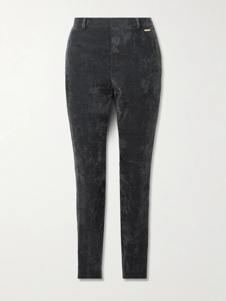  Gucci Gucci - Cotton-blend Velvet Pants - Gray Green 