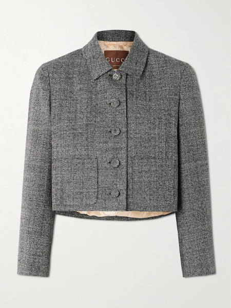  Gucci Gucci - Cropped Wool-tweed Jacket - Black 