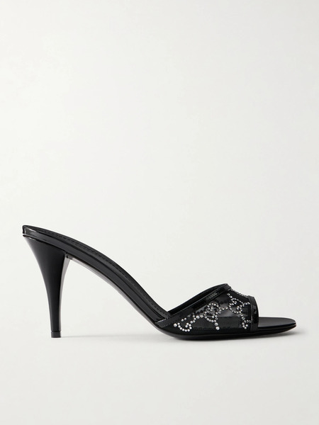 Gucci Gucci - Crystal-embellished Leather-trimmed Mesh Sandals - Black 
