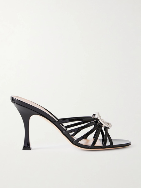  Gucci Gucci - Crystal-embellished Patent-leather Sandals - Black 