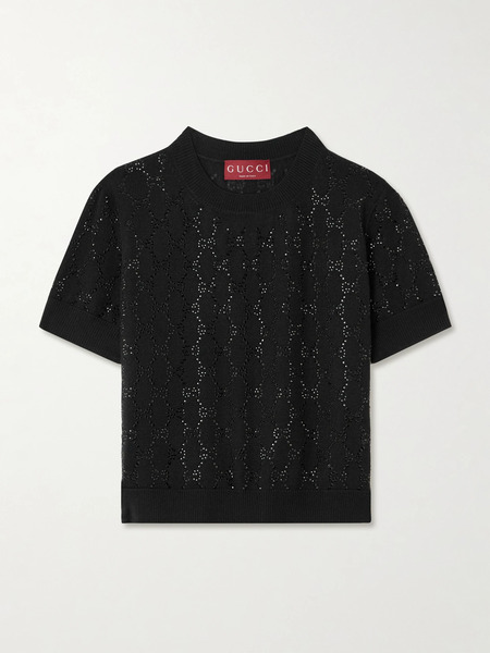  Gucci Gucci - Crystal-embellished Wool Sweater - Black 