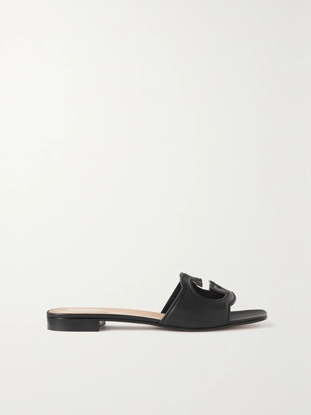  Gucci Gucci - Cutout Leather Slides - Black 