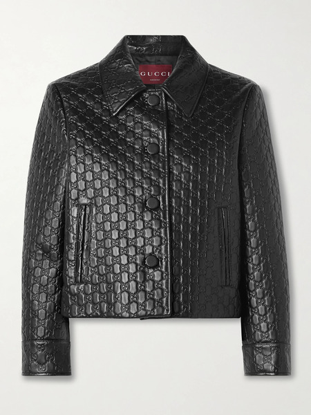  Gucci Gucci - Debossed Leather Jacket - Black 