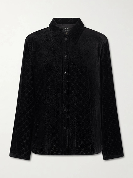  Gucci Gucci - Devoré-velvet Shirt - Black 
