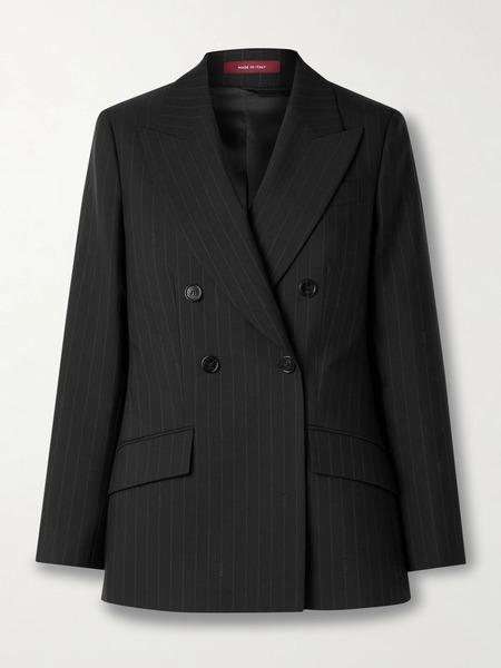  Gucci Gucci - Double-breasted Pinstriped Wool-twill Blazer - Black 