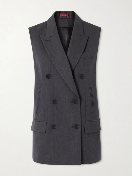  Gucci Gucci - Double-breasted Wool Vest - Gray 