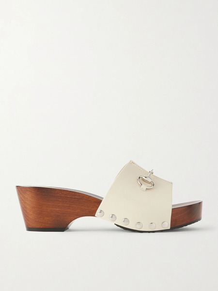  Gucci Gucci - Embellished Leather Clogs - Ivory 