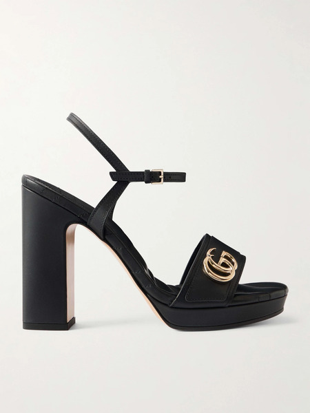  Gucci Gucci - Embellished Leather Platform Sandals - Black 