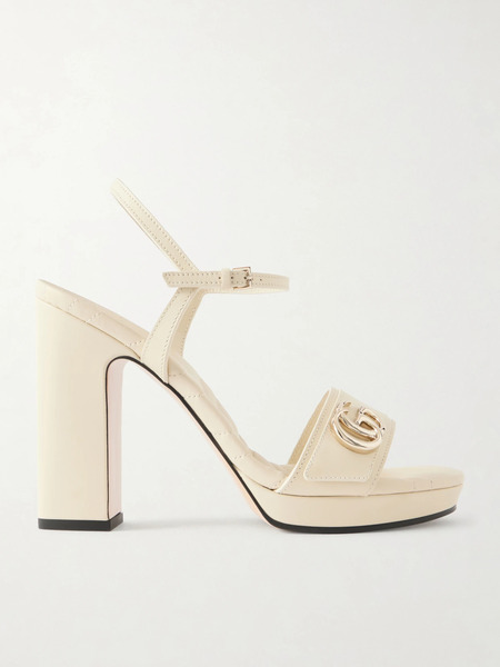  Gucci Gucci - Embellished Leather Platform Sandals - Ivory 