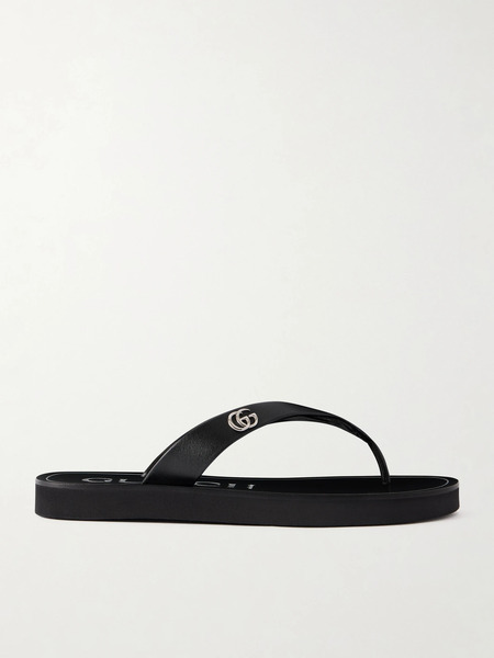  Gucci Gucci - Embellished Leather Sandals - Black 