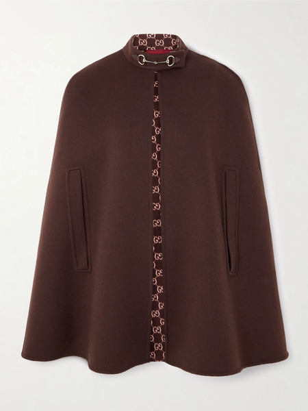  Gucci Gucci - Embellished Wool And Silk-blend Cape - Brown 