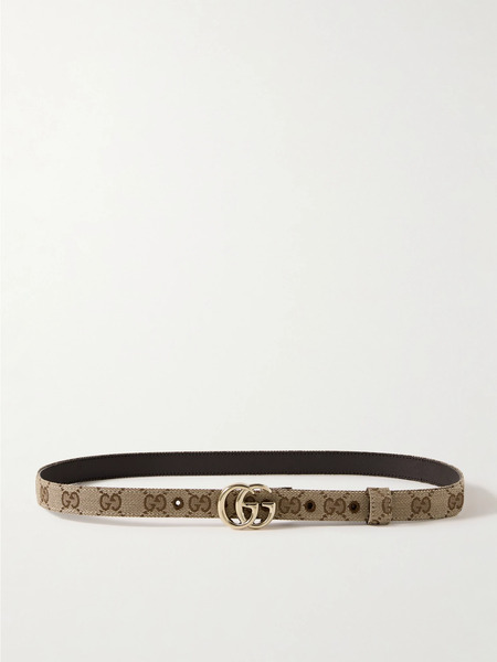  Gucci Gucci - Gg Marmont Canvas-jacquard Belt - Beige 
