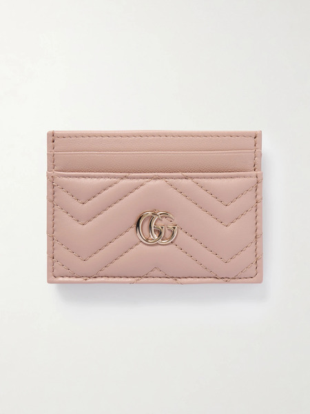  Gucci Gucci - Gg Marmont Quilted Textured-leather Cardholder - Beige 