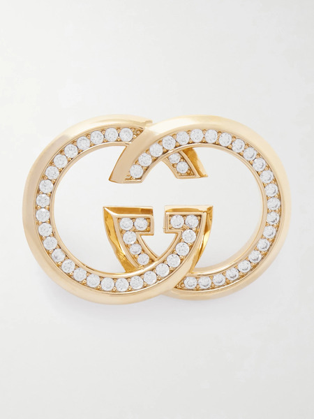  Gucci Gucci - Gold-tone And Cubic Zirconia Brooch - One Size 