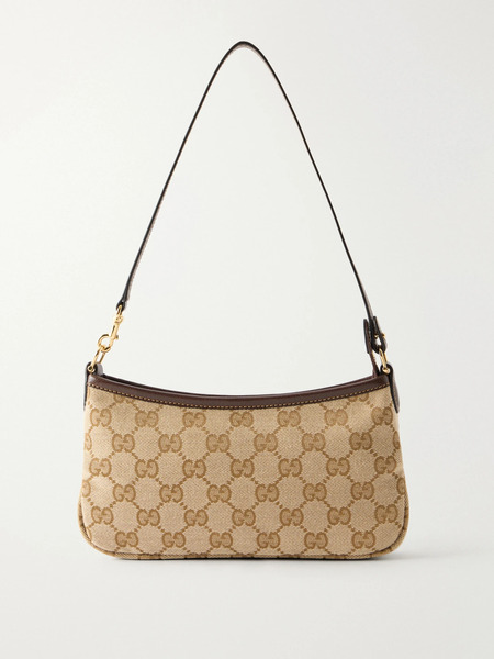  Gucci Gucci - Gossip Mini Leather-trimmed Printed Coated-canvas Shoulder Bag - Beige 